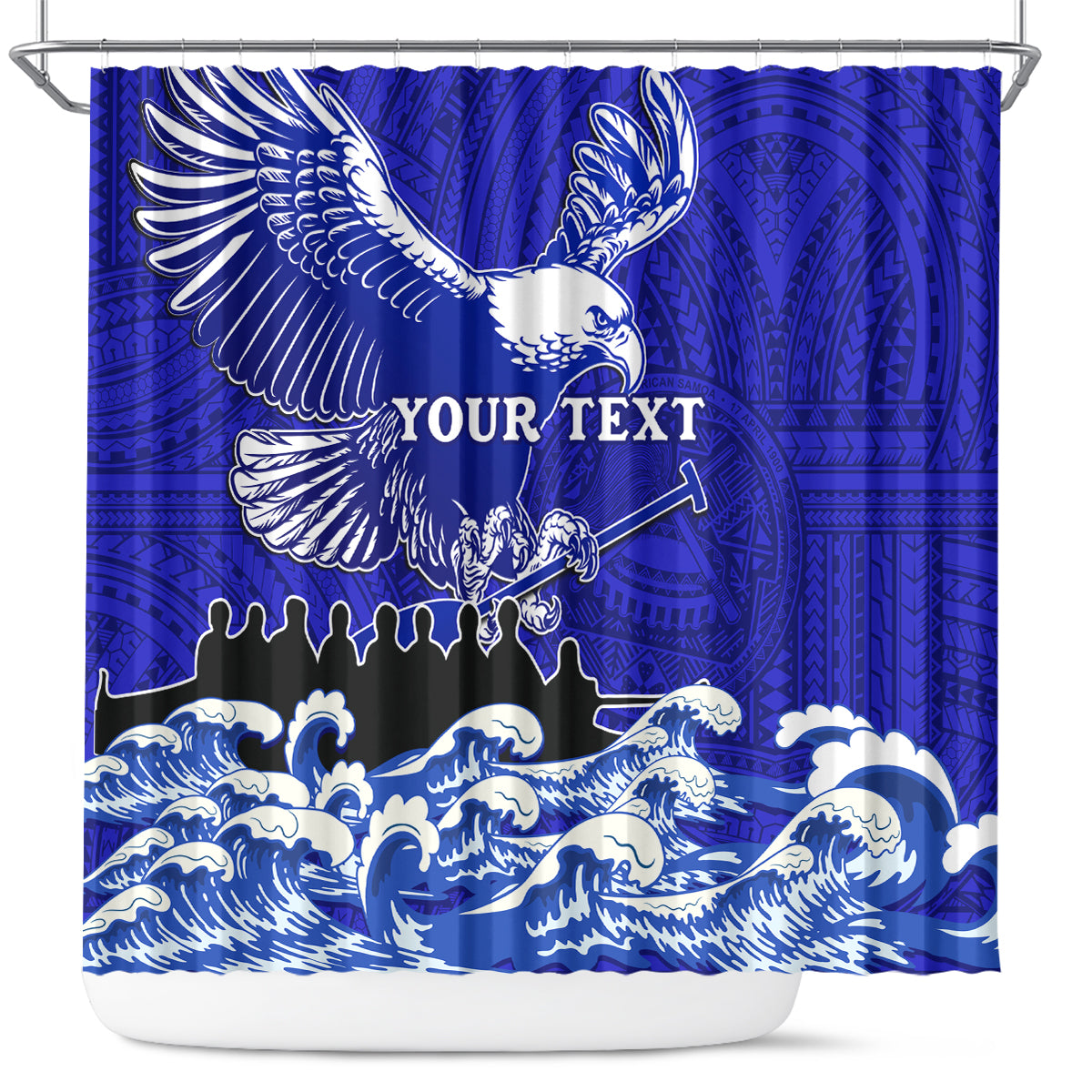 personalised-american-samoa-fautasi-race-shower-curtain-eagle-with-polynesian-pattern