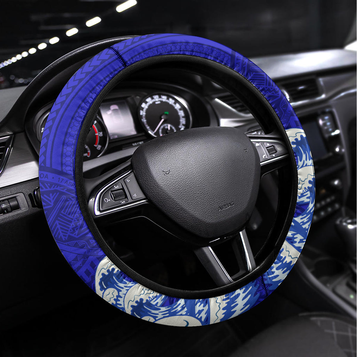 American Samoa Fautasi Race Steering Wheel Cover Eagle With Polynesian Pattern