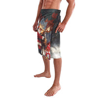 Men's black lavalava wrap skirt with moose and gift Christmas front graphic