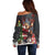 Christmas Canada Off Shoulder Sweater Merry Moose-Mas Santa Hugging A Moose - Wonder Print Shop