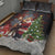 Christmas Canada Quilt Bed Set Merry Moose-Mas Santa Hugging A Moose