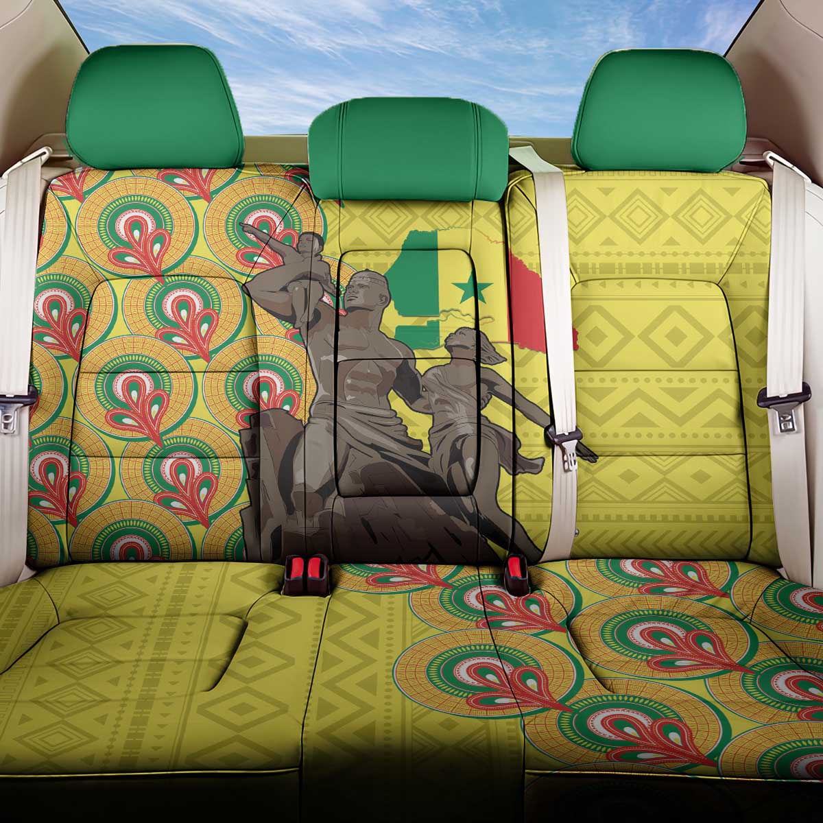 Senegal African Renaissance Monument Back Car Seat Cover Ankara Pattern