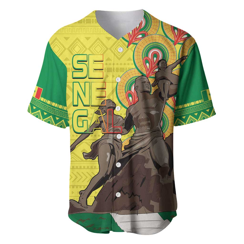 Senegal African Renaissance Monument Baseball Jersey Ankara Pattern