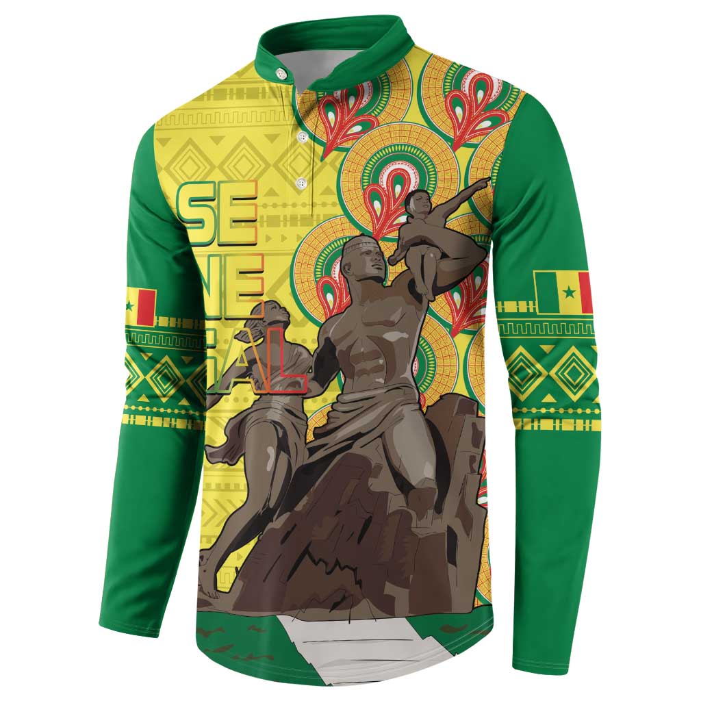 Senegal African Renaissance Monument Button Sweatshirt Ankara Pattern