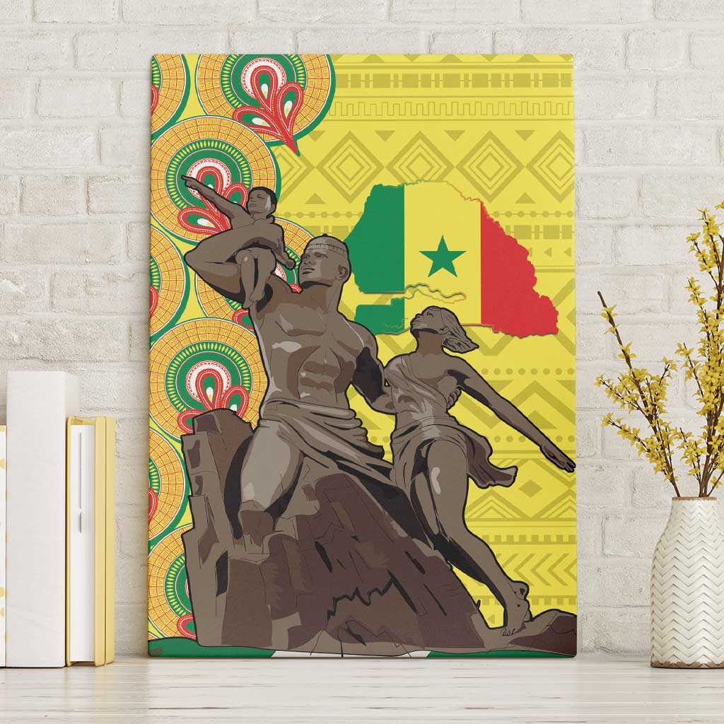 Senegal African Renaissance Monument Canvas Wall Art Ankara Pattern