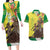 Senegal African Renaissance Monument Couples Matching Long Sleeve Bodycon Dress and Hawaiian Shirt Ankara Pattern