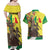 Senegal African Renaissance Monument Couples Matching Off Shoulder Maxi Dress and Hawaiian Shirt Ankara Pattern