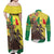 Senegal African Renaissance Monument Couples Matching Off Shoulder Maxi Dress and Long Sleeve Button Shirt Ankara Pattern