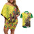 Senegal African Renaissance Monument Couples Matching Off Shoulder Short Dress and Hawaiian Shirt Ankara Pattern