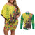 Senegal African Renaissance Monument Couples Matching Off Shoulder Short Dress and Long Sleeve Button Shirt Ankara Pattern