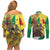 Senegal African Renaissance Monument Couples Matching Off Shoulder Short Dress and Long Sleeve Button Shirt Ankara Pattern