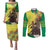 Senegal African Renaissance Monument Couples Matching Puletasi and Long Sleeve Button Shirt Ankara Pattern