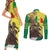 Senegal African Renaissance Monument Couples Matching Short Sleeve Bodycon Dress and Long Sleeve Button Shirt Ankara Pattern