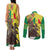 Senegal African Renaissance Monument Couples Matching Tank Maxi Dress and Long Sleeve Button Shirt Ankara Pattern