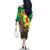 Senegal African Renaissance Monument Family Matching Off The Shoulder Long Sleeve Dress and Hawaiian Shirt Ankara Pattern