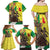 Senegal African Renaissance Monument Family Matching Off Shoulder Maxi Dress and Hawaiian Shirt Ankara Pattern