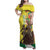 Senegal African Renaissance Monument Family Matching Off Shoulder Maxi Dress and Hawaiian Shirt Ankara Pattern