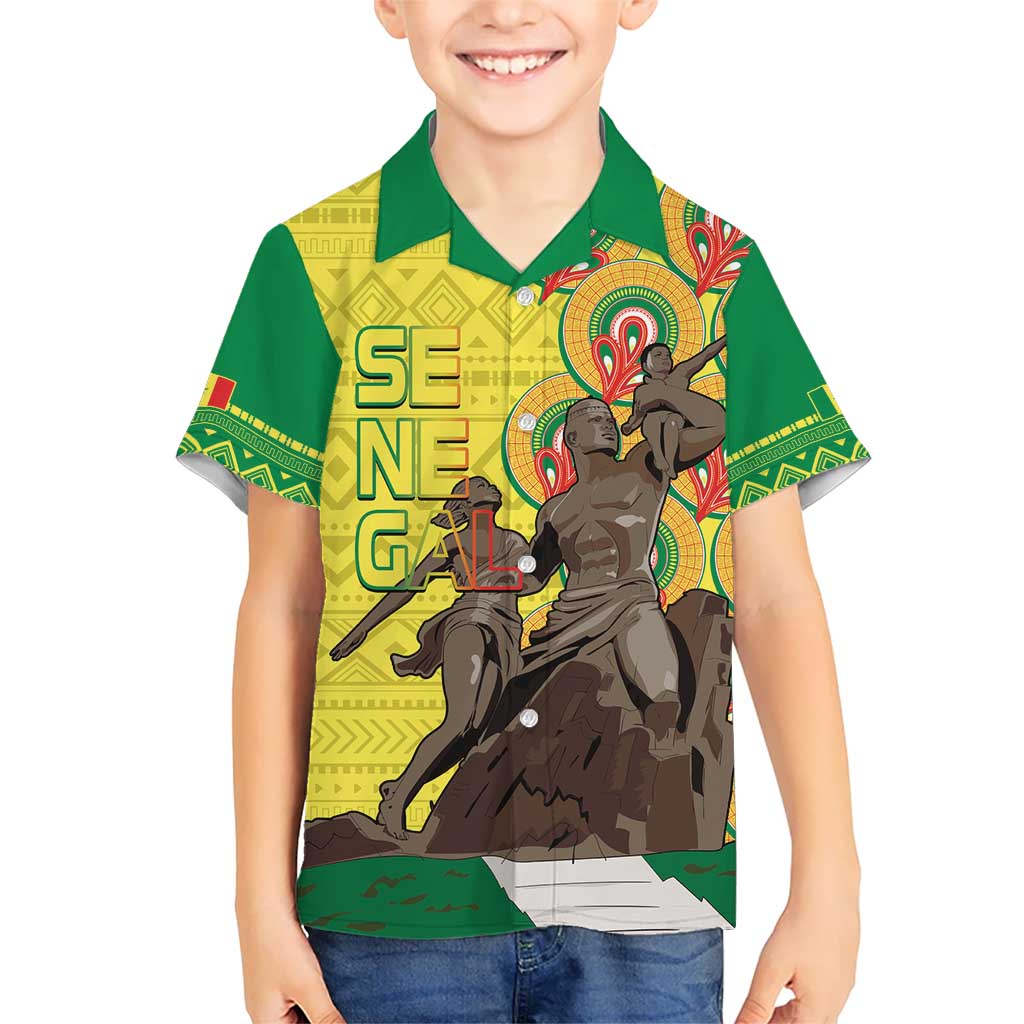 Senegal African Renaissance Monument Kid Hawaiian Shirt Ankara Pattern