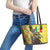 Senegal African Renaissance Monument Leather Tote Bag Ankara Pattern