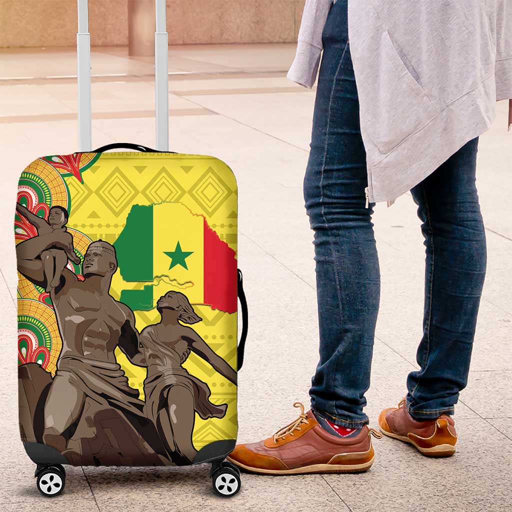 Senegal African Renaissance Monument Luggage Cover Ankara Pattern