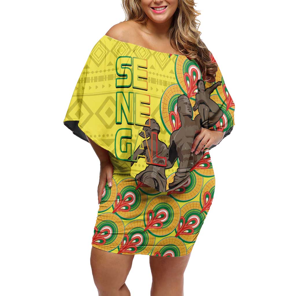 Senegal African Renaissance Monument Off Shoulder Short Dress Ankara Pattern