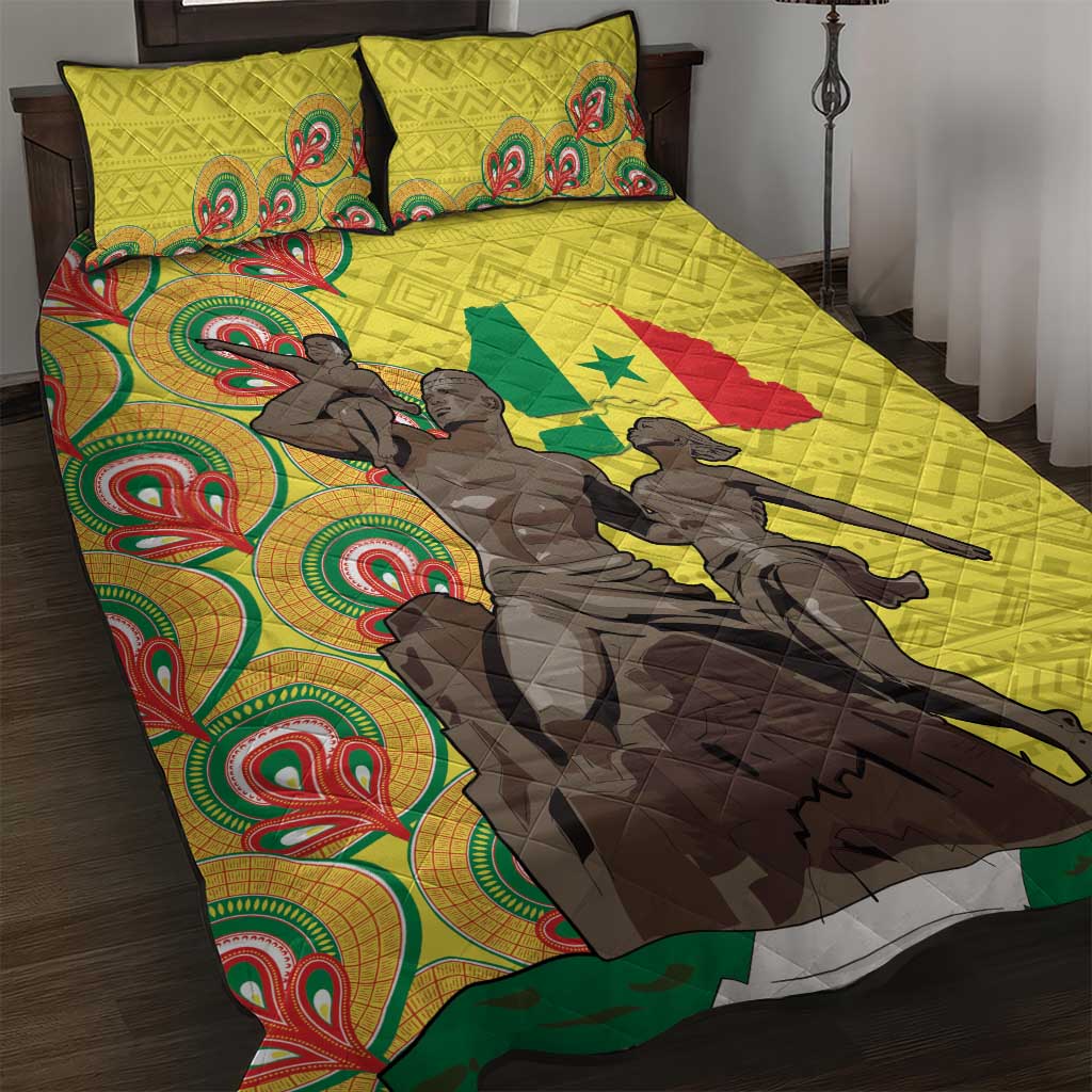 Senegal African Renaissance Monument Quilt Bed Set Ankara Pattern