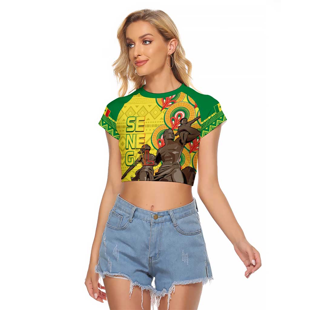 Senegal African Renaissance Monument Raglan Cropped T Shirt Ankara Pattern