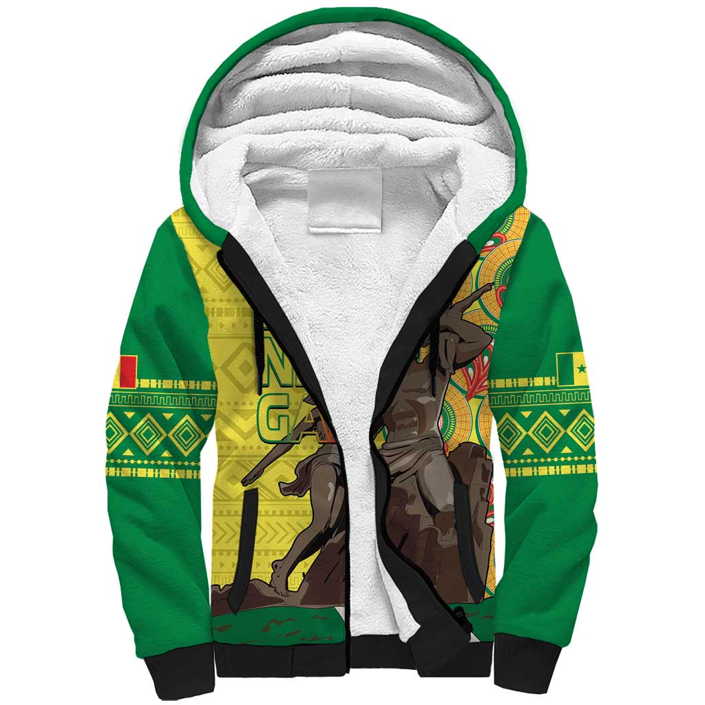 Senegal African Renaissance Monument Sherpa Hoodie Ankara Pattern