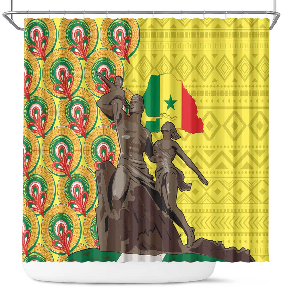 Senegal African Renaissance Monument Shower Curtain Ankara Pattern