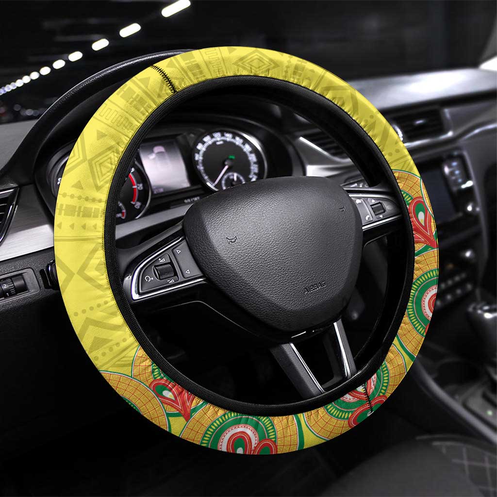 Senegal African Renaissance Monument Steering Wheel Cover Ankara Pattern