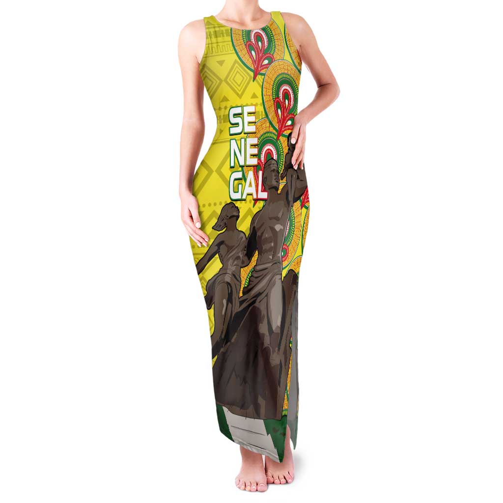 Senegal African Renaissance Monument Tank Maxi Dress Ankara Pattern