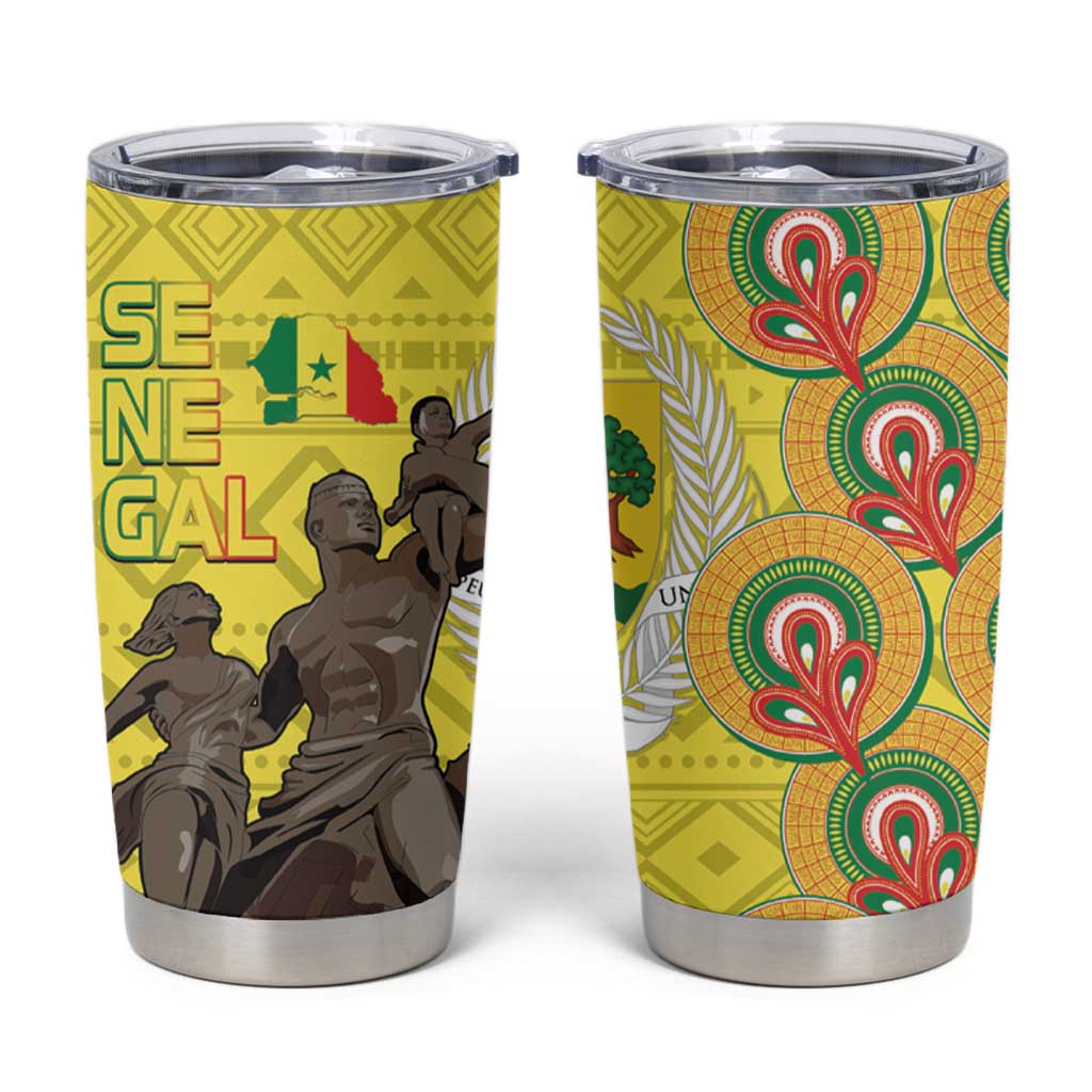 Senegal African Renaissance Monument Tumbler Cup Ankara Pattern