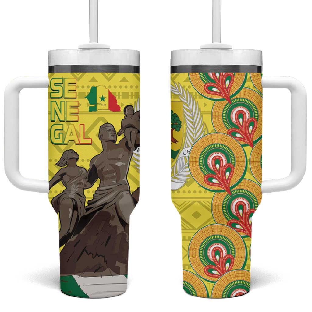 Senegal African Renaissance Monument Tumbler With Handle Ankara Pattern