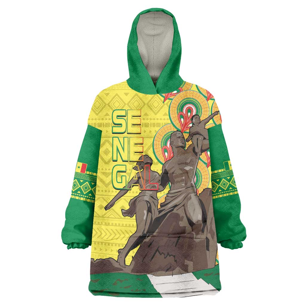 Senegal African Renaissance Monument Wearable Blanket Hoodie Ankara Pattern