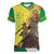 Senegal African Renaissance Monument Women V-Neck T-Shirt Ankara Pattern