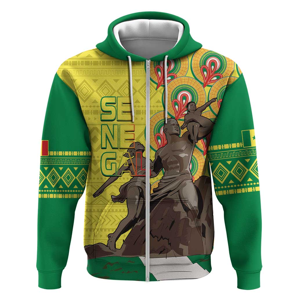 Senegal African Renaissance Monument Zip Hoodie Ankara Pattern