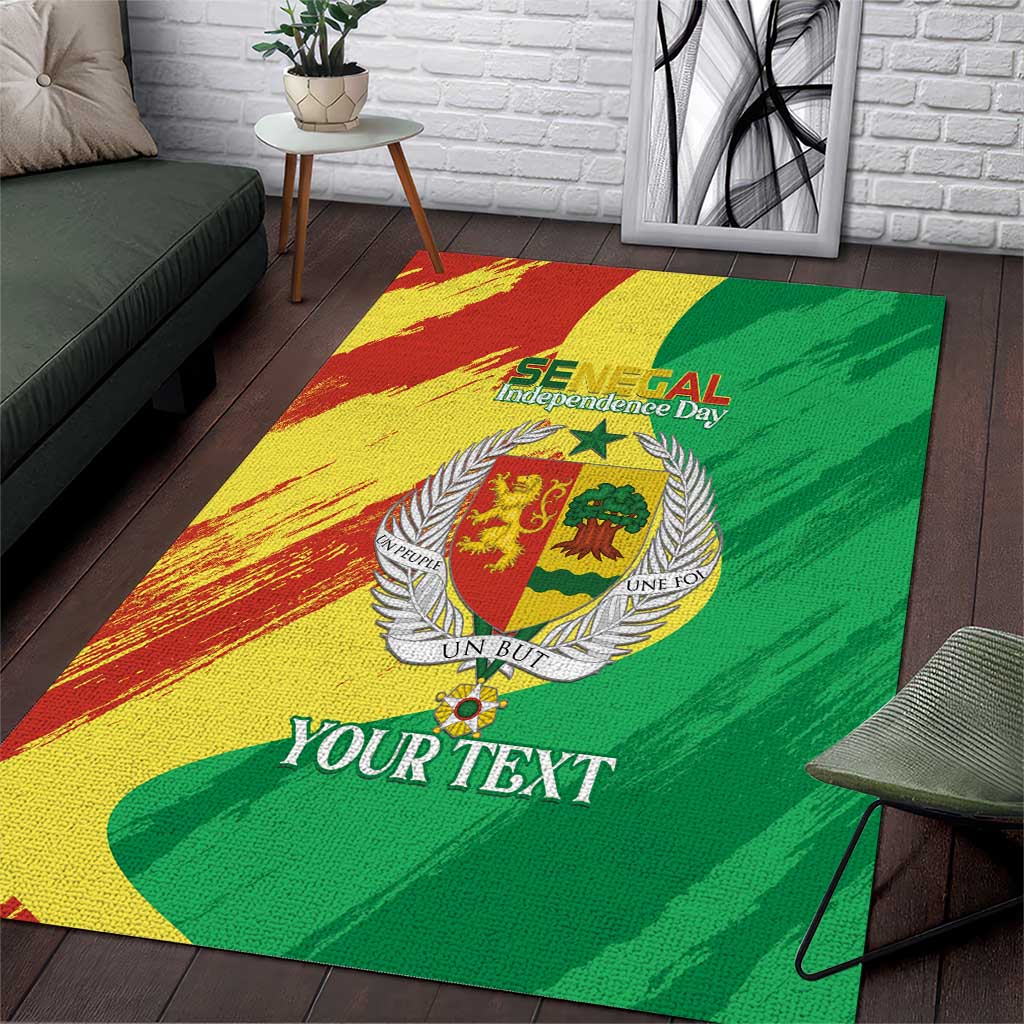 Senegal Independence Day Area Rug Coat Of Arms Grunge Style