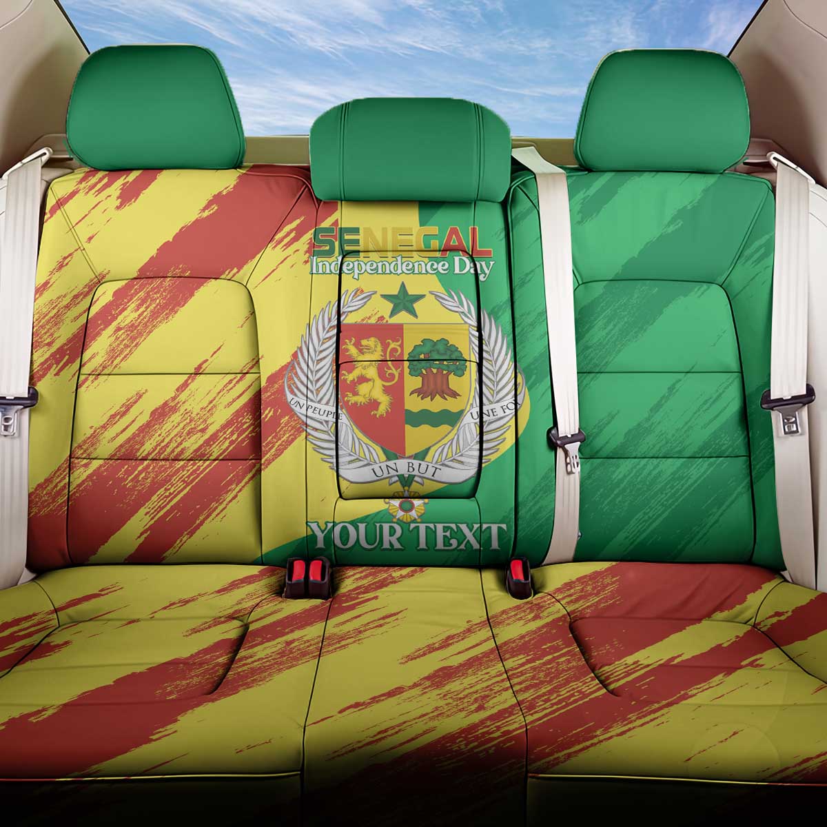 Senegal Independence Day Back Car Seat Cover Coat Of Arms Grunge Style