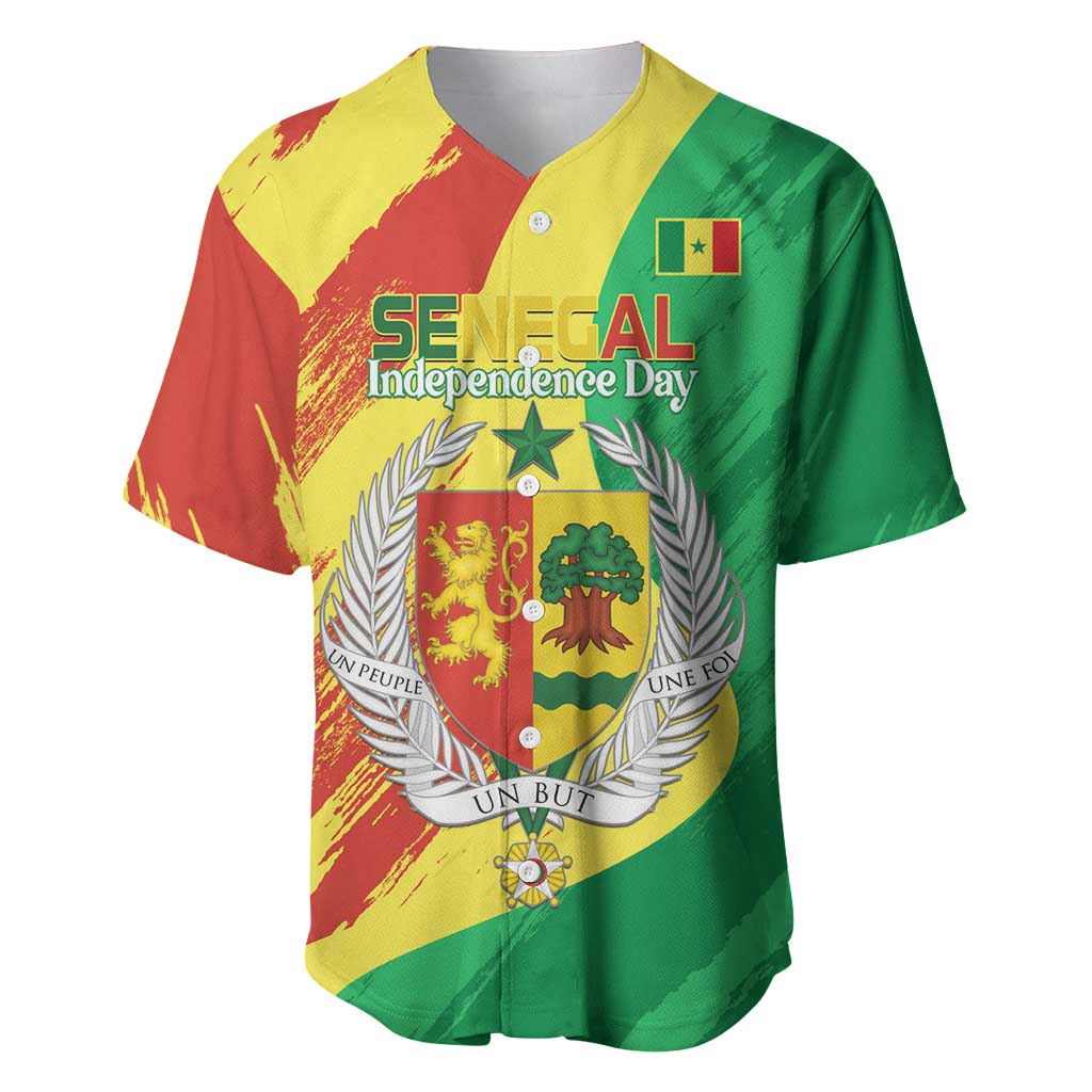 Senegal Independence Day Baseball Jersey Coat Of Arms Grunge Style