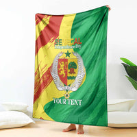 Senegal Independence Day blanket draped, red-yellow-green flag with coat of arms and 'YOUR TEXT'