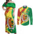 Senegal Independence Day Couples Matching Off Shoulder Maxi Dress and Long Sleeve Button Shirt Coat Of Arms Grunge Style