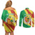 Senegal Independence Day Couples Matching Off Shoulder Short Dress and Long Sleeve Button Shirt Coat Of Arms Grunge Style