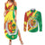 Senegal Independence Day Couples Matching Summer Maxi Dress and Long Sleeve Button Shirt Coat Of Arms Grunge Style