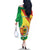 Senegal Independence Day Family Matching Off The Shoulder Long Sleeve Dress and Hawaiian Shirt Coat Of Arms Grunge Style