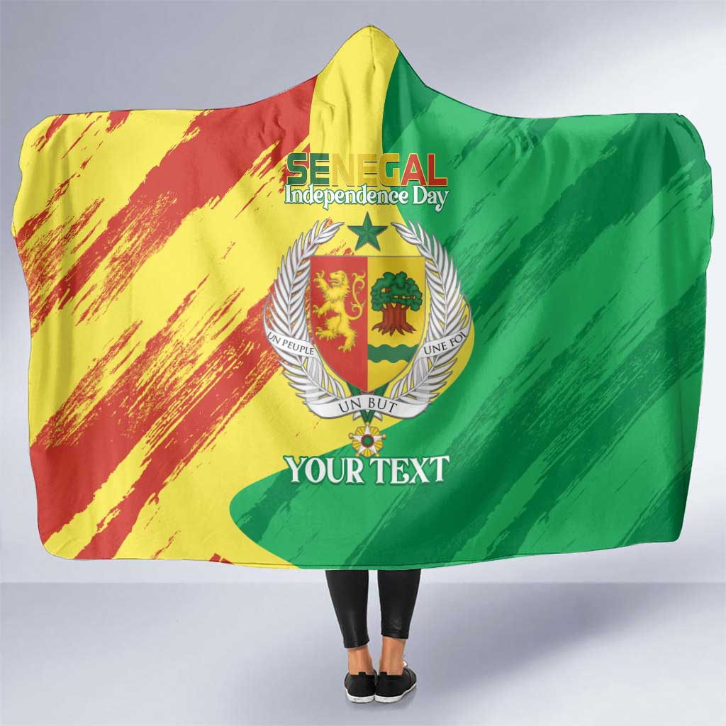 Senegal Independence Day Hooded Blanket Coat Of Arms Grunge Style