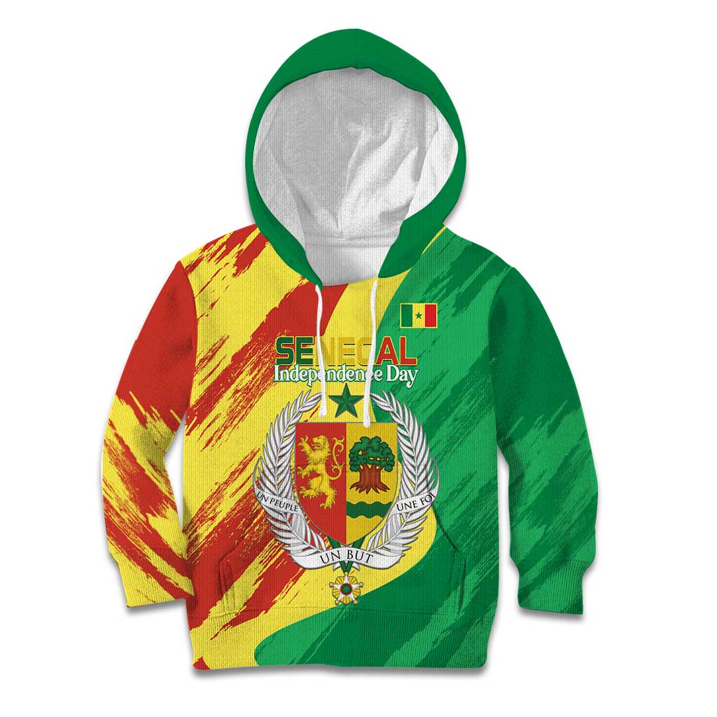 Senegal Independence Day Kid Hoodie Coat Of Arms Grunge Style