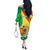 Senegal Independence Day Off The Shoulder Long Sleeve Dress Coat Of Arms Grunge Style