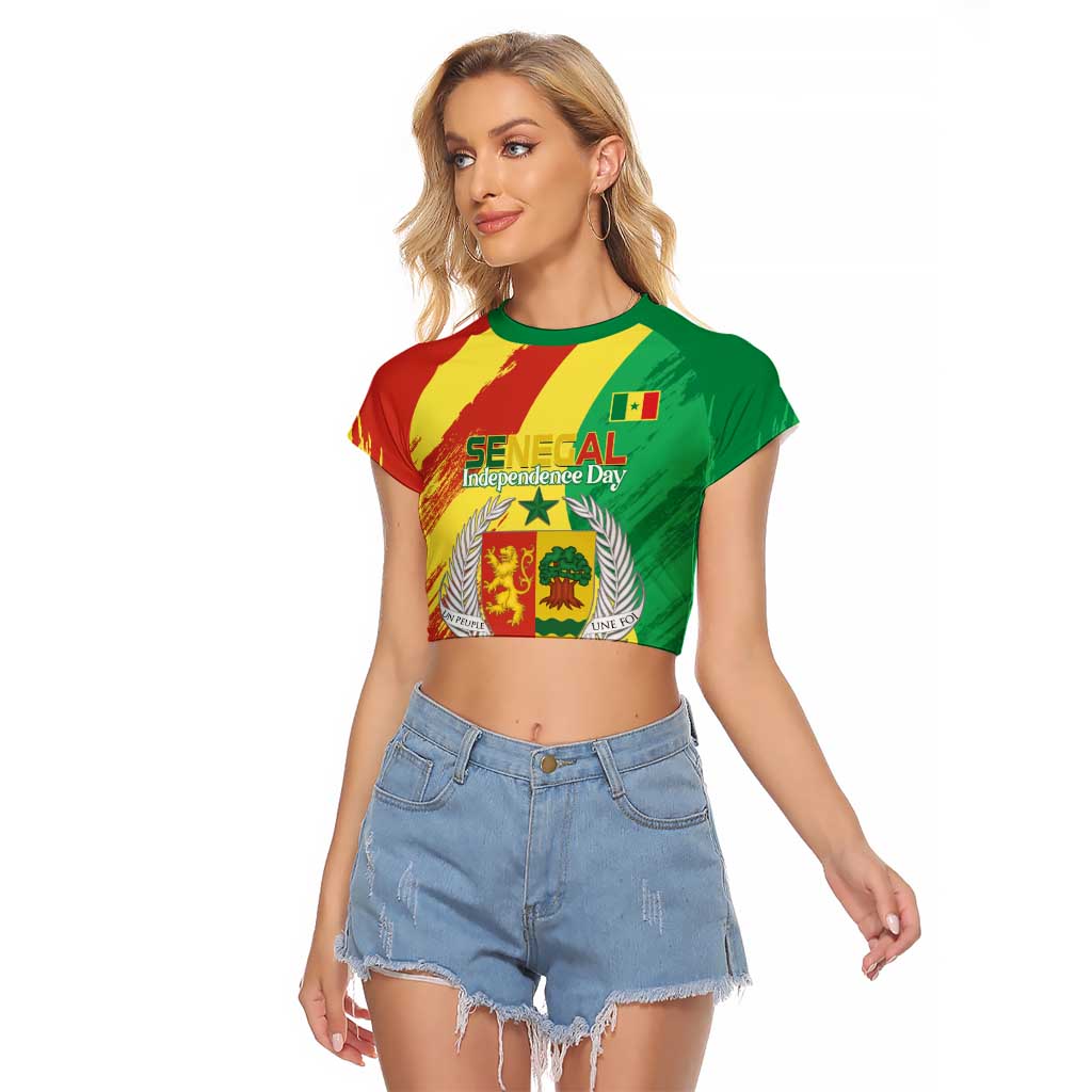 Senegal Independence Day Raglan Cropped T Shirt Coat Of Arms Grunge Style