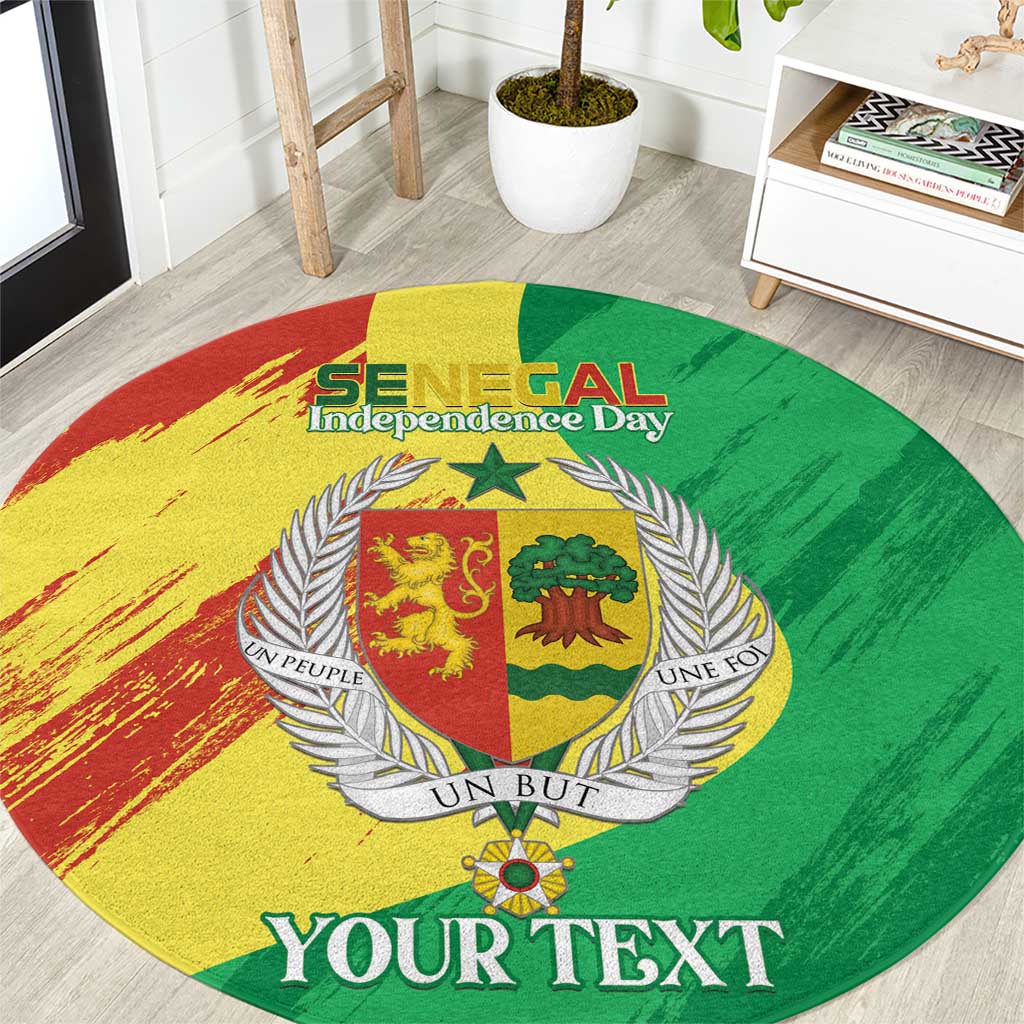 Senegal Independence Day Round Carpet Coat Of Arms Grunge Style