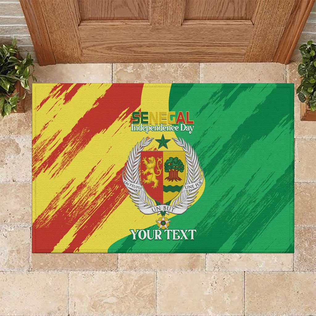 Senegal Independence Day Rubber Doormat Coat Of Arms Grunge Style